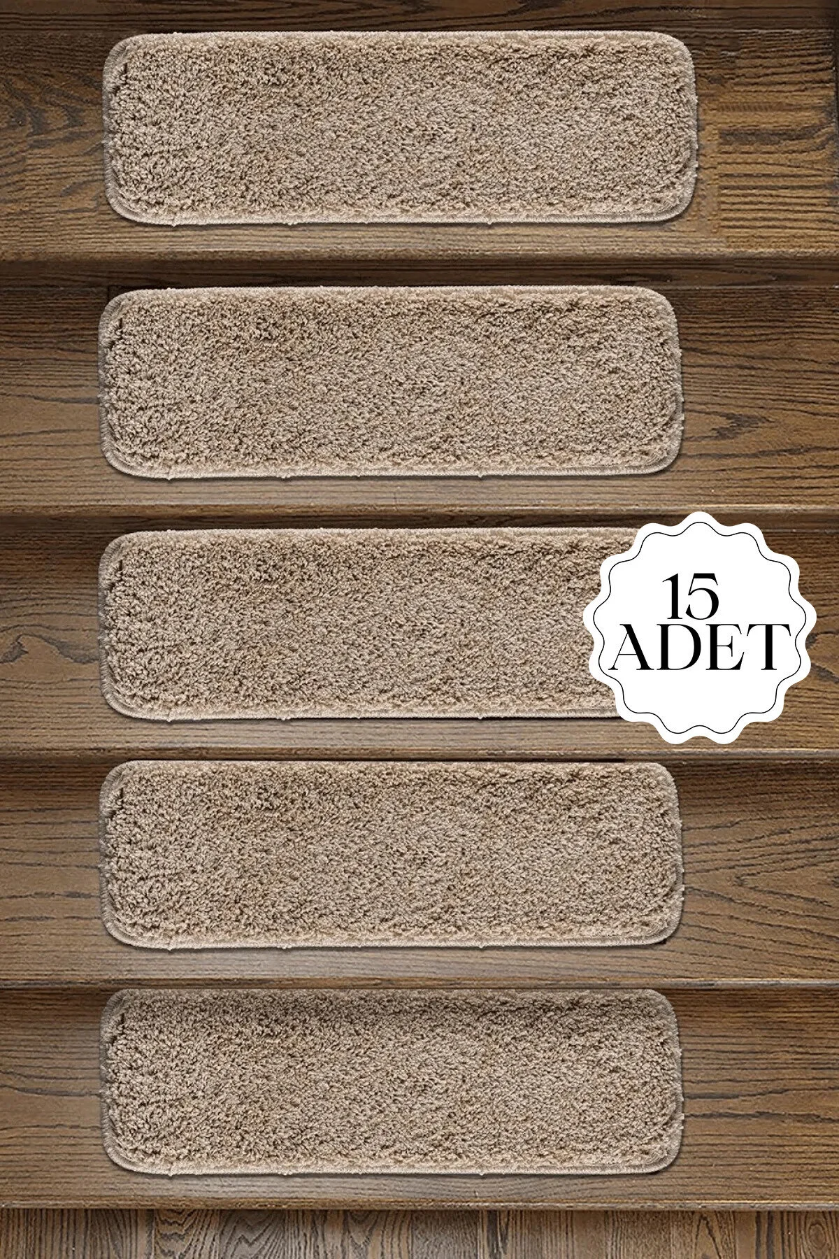 EUROBANO Doğal Kaymaz Tabanlı Yıkanabilir Koli Içi 15'li Bej Merdiven Halı 22x67 cm - Kullanıcı yorumları