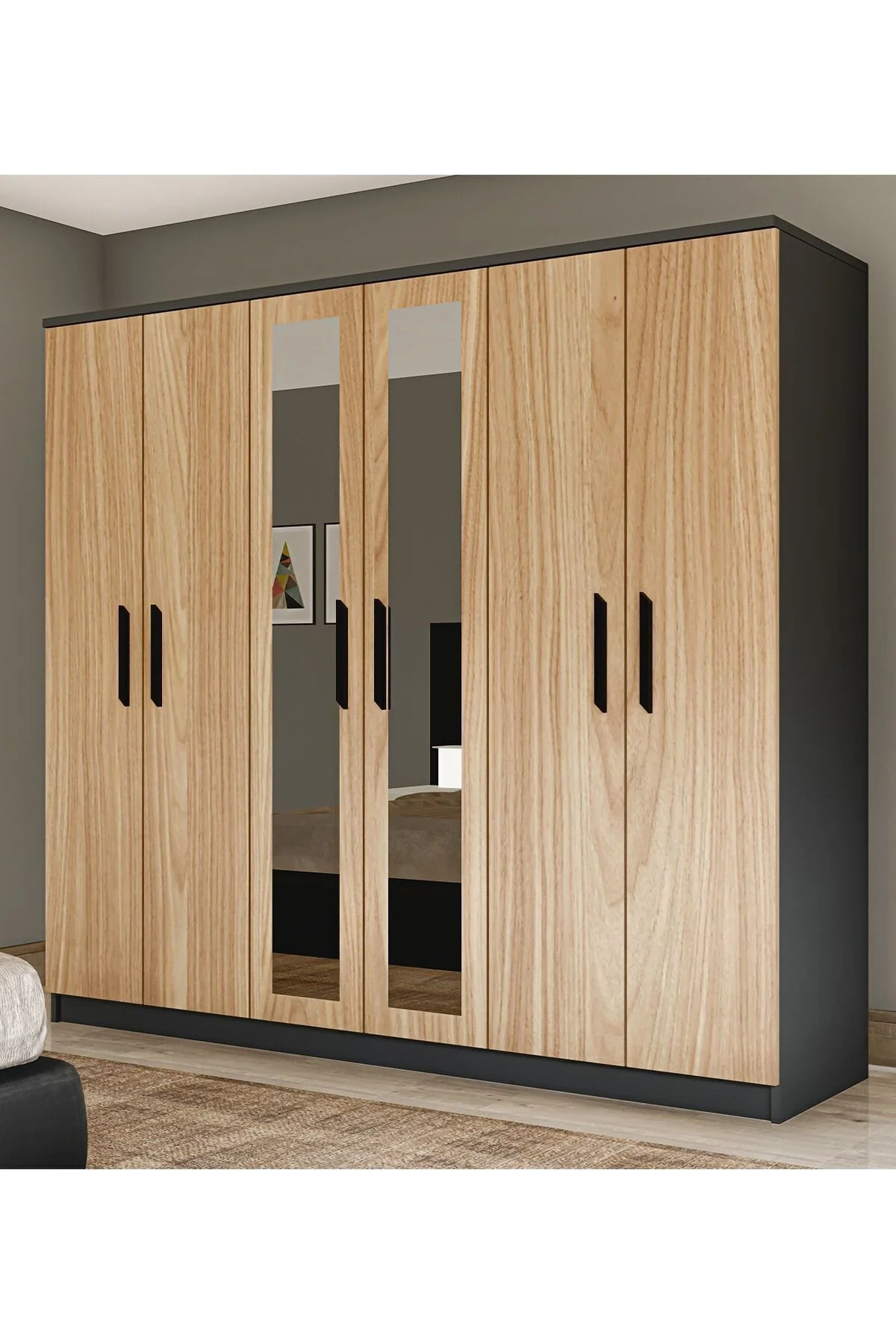 Metalia Gm 088 Favorite 6 Kapılı Aynalı Sonomo - Antrasit Gri Siyah Kulplu Gardırop - Kullanıcı yorumları