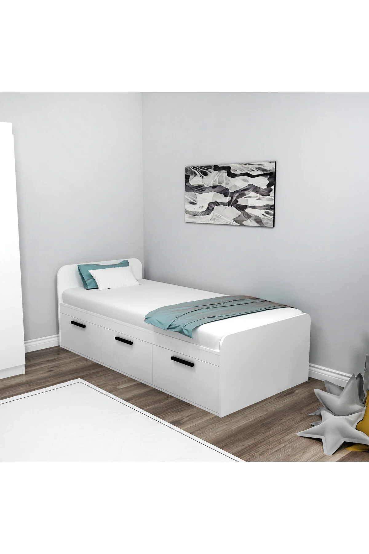 Akser Beyaz Karyola 90x190 Tek Kisilik Yatak Uyumlu Dolapli Genc Karyolasi - Kullanıcı yorumları