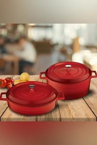 Lava 24cm Yuvarlak 28cm Sığ 2li Demir Döküm Tencere Seti Kırmızı - Kullanıcı yorumları